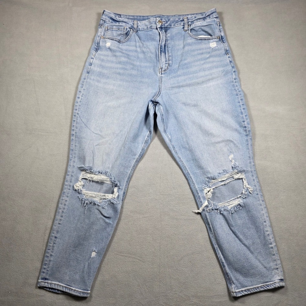 American Eagle Jeans Womens 18 Regular Blue Tapered High Rise Mom Jean Stretch